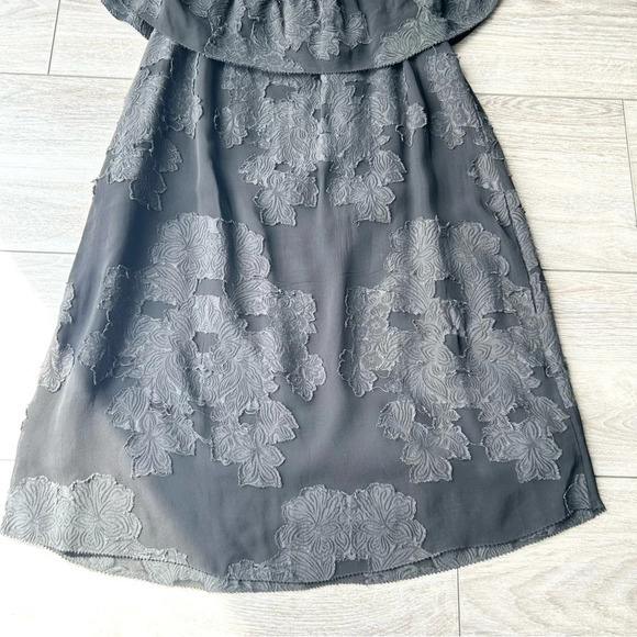 Aritzia Wilfred Mini Dress Floral Applique Off The Shoulders Lace  in Black - Picture 7 of 14